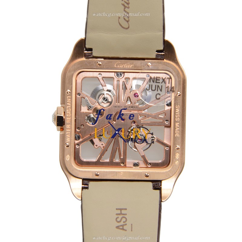 Cartier HPI00587 Santos Manual Wind 18kt Rose Gold & Diamond Bezel Replica Watch - Image 3