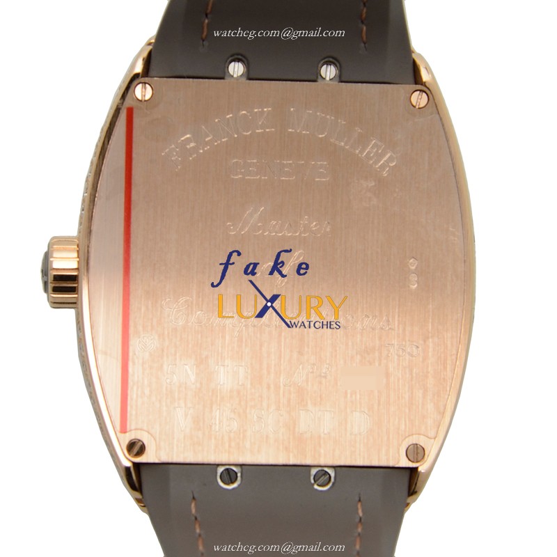 Franck Muller V 45 SC DT D 5NTT Vanguard Automatic Replica Watch, Gray Dial, Rose Gold & Diamonds - Image 3