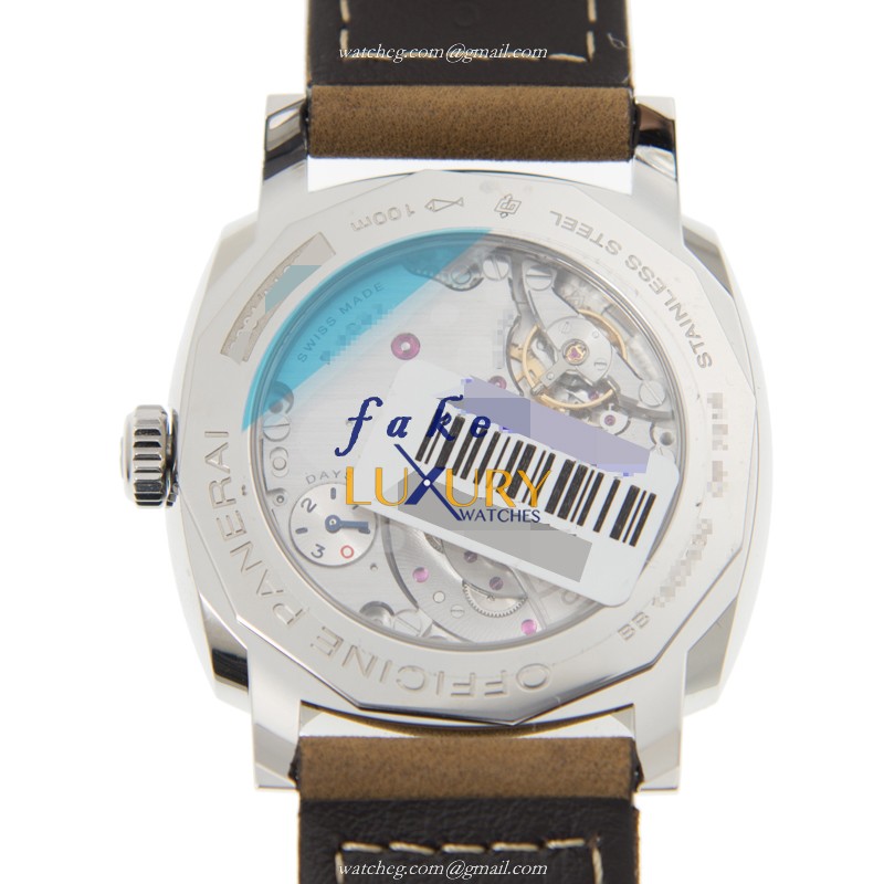 Panerai PAM00657 RADIOMIR AUTO STEEL WATCH | Black Dial | Brown Cowhide Strap Replica Watch - Image 3