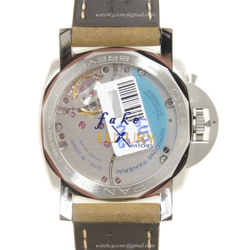 Panerai PAM00557 LUMINOR - Manual Wind - Steel Case - Black Dial - Brown Cowhide Strap - Replica - Image 3