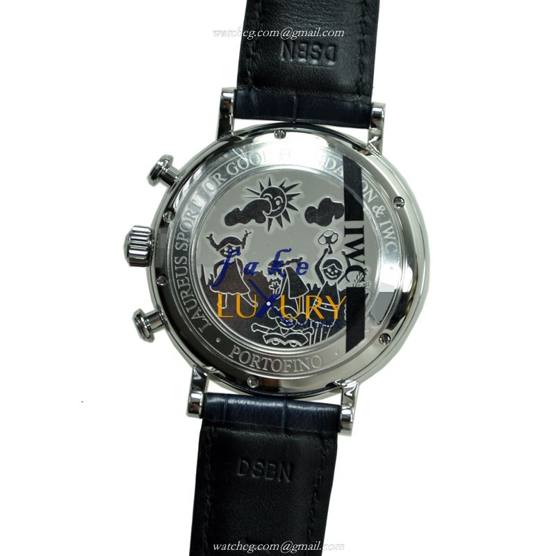 IWC IW391019 Portofino - Replica Watch - 42mm Steel Case - Blue Dial - Automatic - Alligator Strap - Image 4
