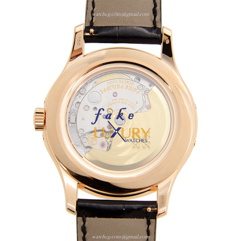 Patek Philippe 5205R-010 Replica Watch - Automatic - 18kt Rose Gold - Black Dial - Alligator Strap - Image 3
