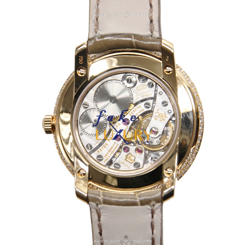4968R-001 - Patek Philippe Replica Watch 4968R-001 Manual Wind Rose Gold Diamonds White Dial Brown - Image 3