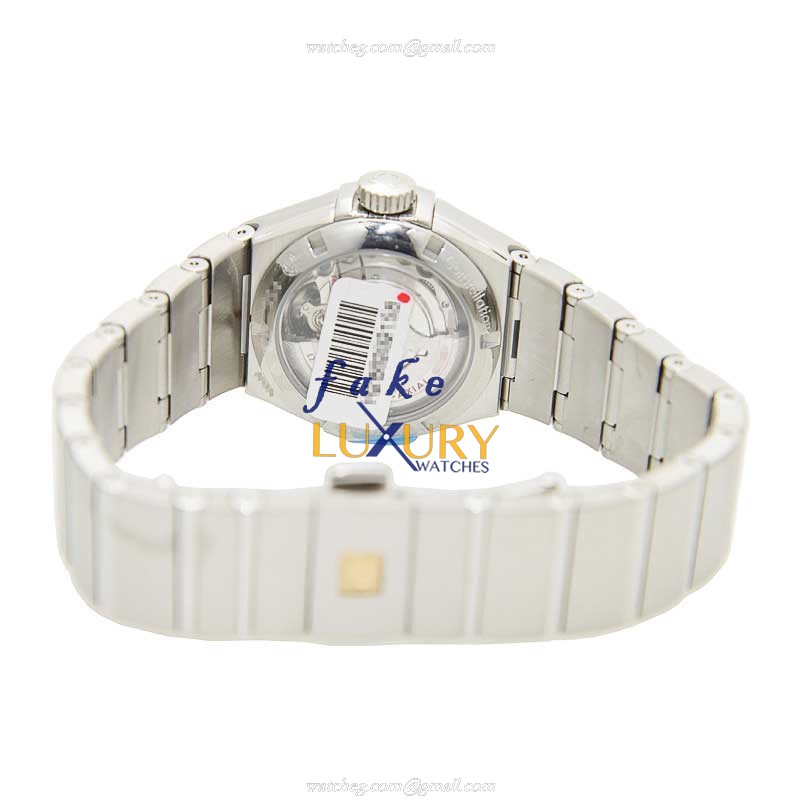 Omega Replica Watch 123.15.27.20.57.002 Automatic Pink Dial Silver Steel & Diamond Case - Image 4
