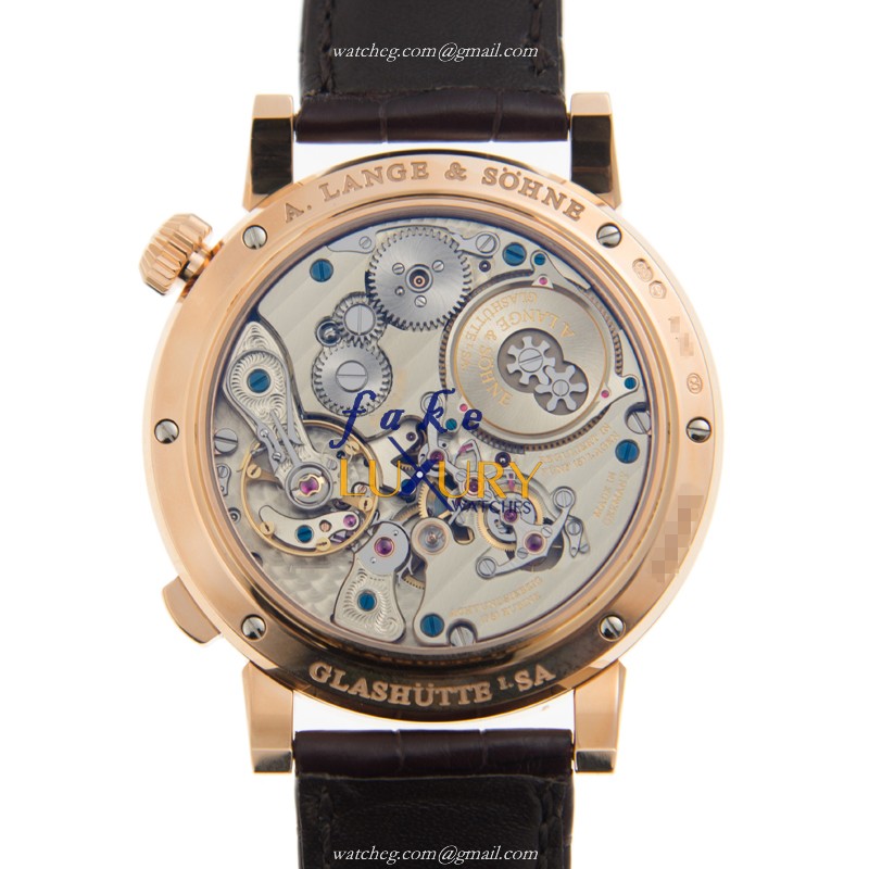 A Lange & Sohne 145.032 OWL SERIES Replica Watch, Manual Wind, Rose Gold Case, Silver Dial - Image 3
