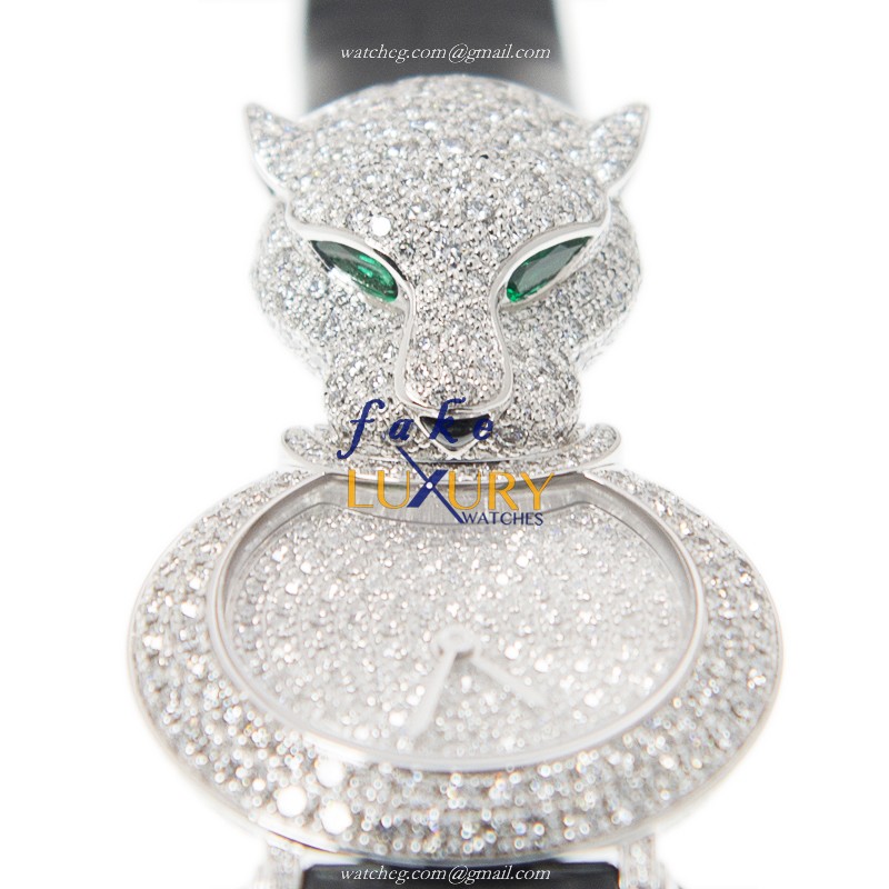 - HPI00767 - Cartier BESTIAIRE Quartz 18kt White Gold & Diamond Replica Watch - Automatic - Image 2