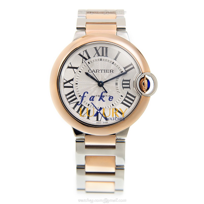 Cartier W2BB0003 Ballon Bleu Replica Watch, Automatic, 36mm 18kt Rose Gold Case, Silver Dial - Image 2