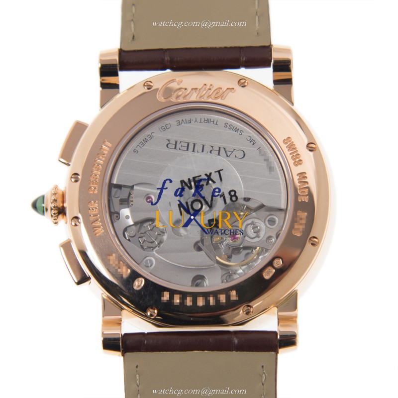 Cartier W1556238 ROTONDE DE CARTIER Auto 18kt Rose Gold Ceramic Bezel Replica Watch - Image 3