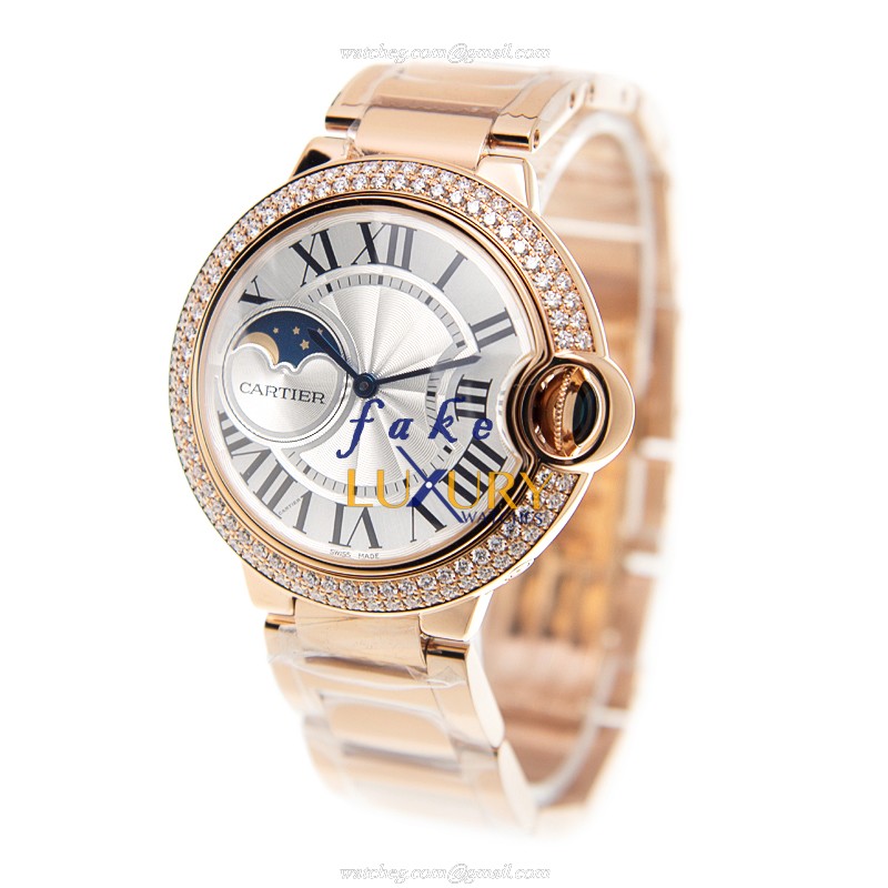 Cartier WJBB0025 Ballon Bleu Replica Watch, 37mm Automatic, Silver Dial, 18kt Rose Gold & Diamonds - Image 3