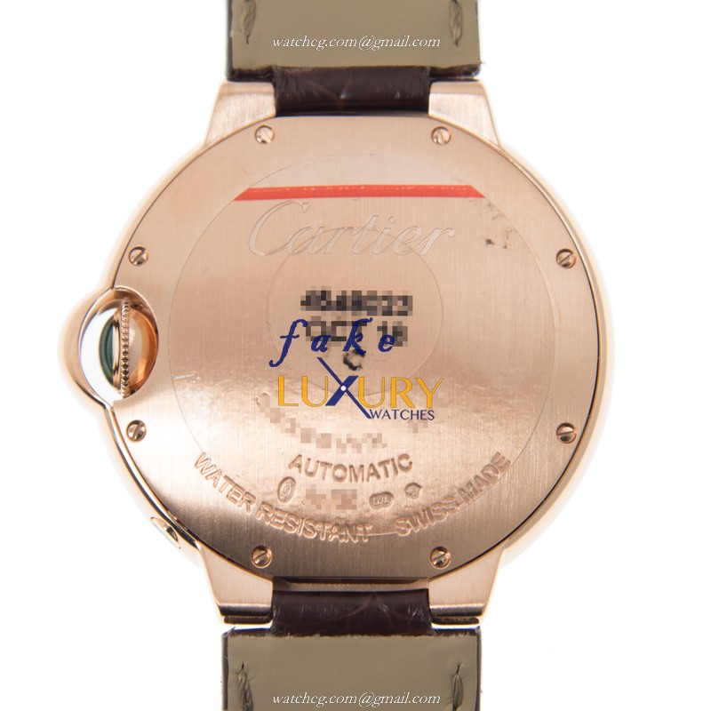 Cartier WJBB0027 BALLON BLEU Auto 18kt Rose Gold Diamond Replica Watch, Swiss Movement, 37mm Silver - Image 3