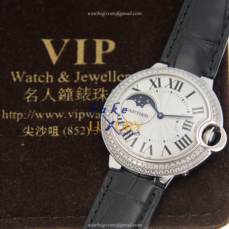 Cartier WJBB0028 BALLON BLEU Auto 18kt White Gold Diamond Watch - Replica Watch - Image 5