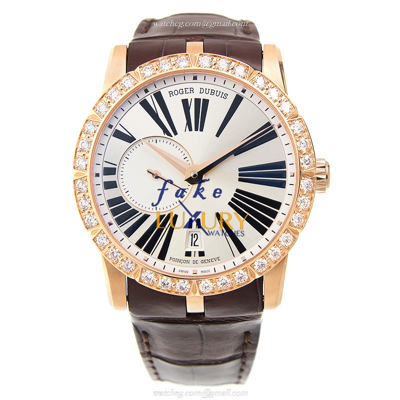 Roger Dubuis RDDBEX0483 Excalibur Replica Watch, 42mm Automatic, Silver Dial, Rose Gold & Diamonds - Image 2