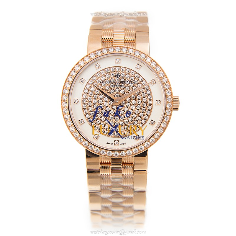 Vacheron Constantin 25553/Q01R-9696 Traditionnelle Quartz Replica Watch, 18kt Rose Gold & Diamonds - Image 2