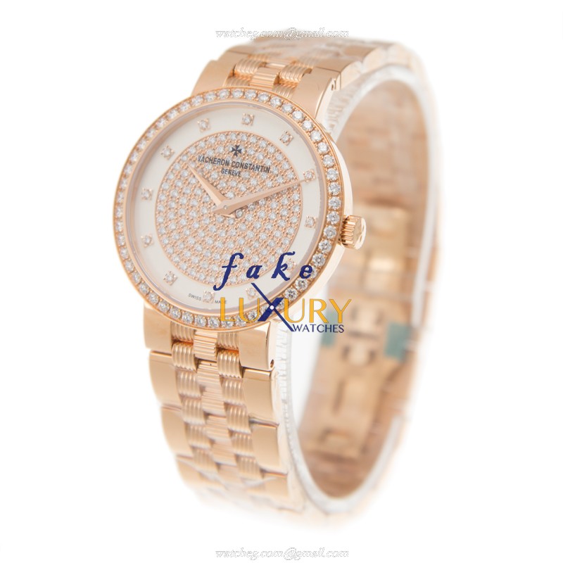 Vacheron Constantin 25553/Q01R-9696 Traditionnelle Quartz Replica Watch, 18kt Rose Gold & Diamonds - Image 3
