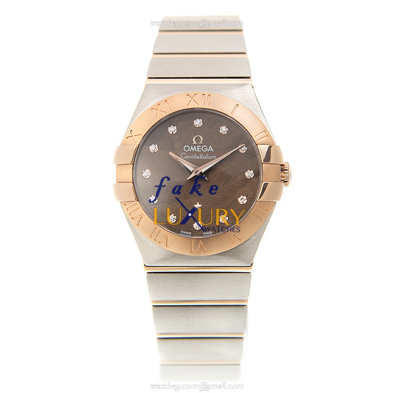 Omega Constellation Replica Watch 123.20.27.60.63.003, Quartz Movement, 18kt Rose Gold & Steel - Image 2