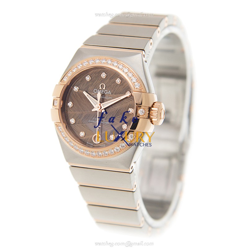 Omega 123.25.27.20.63.001 Constellation Replica Watch With Brown Dial, 18kt Rose Gold & Steel Strap - Image 3