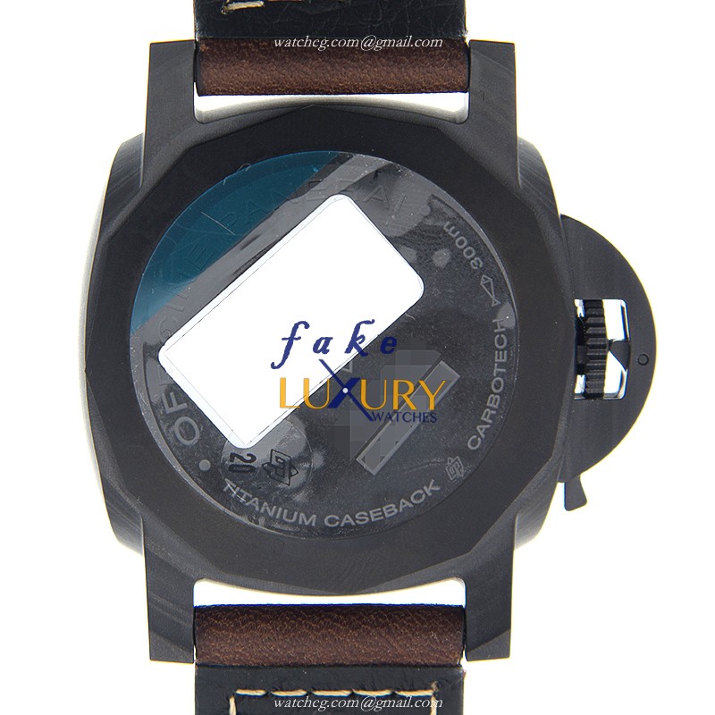 Panerai PAM00661 LUMINOR Carbon Fiber Automatic Replica Watch - Swiss Movement, Black Dial, Brown - Image 3