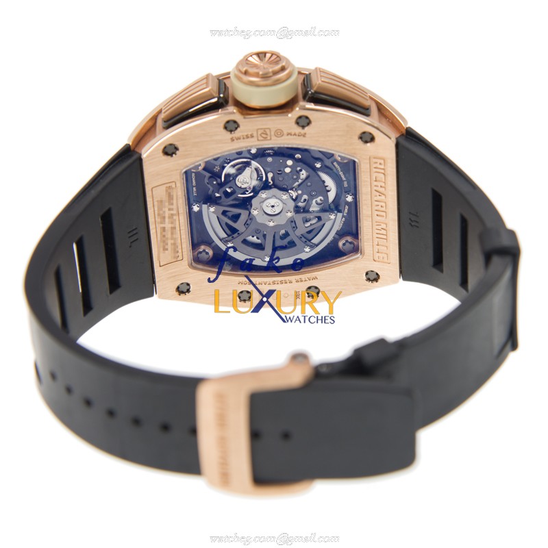Richard Mille RM011AORG Replica Watch, Gray Dial, Rose Gold Case, Rubber Strap - Image 4