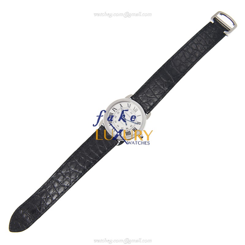 Cartier WSRN0013 RONDE SOLO DE CARTIER Auto Swiss Movement Silver Dial Alligator Strap Replica Watch - Image 2