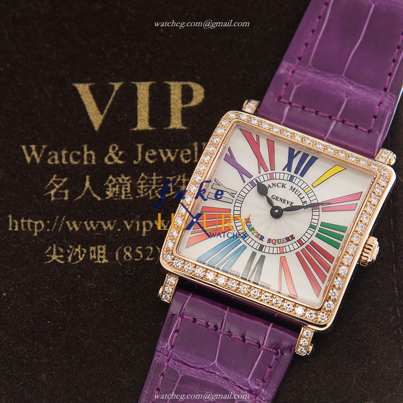 Franck Muller 6002 M B COL DRM R D 1R 5N Quartz 18kt Rose Gold & Diamond Replica Watch - Silver - Image 5