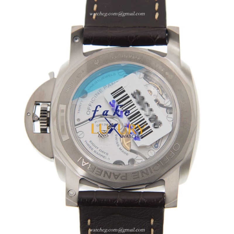 Panerai PAM00656 Replica Watch, Luminor Manual Wind Titanium, Brown Dial Alligator Strap - Image 3