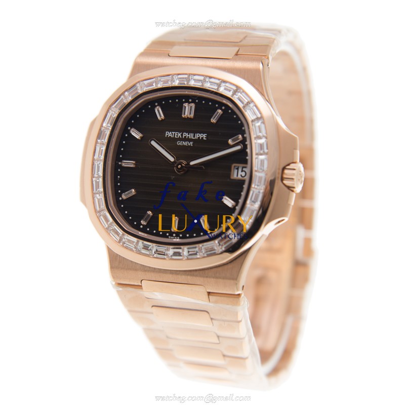Patek Philippe 5723/1R-010 Nautilus - Replica Watch - Automatic - 18kt Rose Gold Diamonds - Brown - Image 3