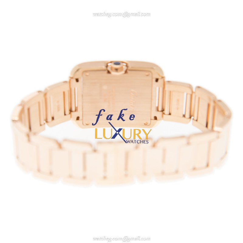 Cartier W5310041 TANK Quartz 18kt Rose Gold Replica Watch, White Dial, Gold Strap - Image 4