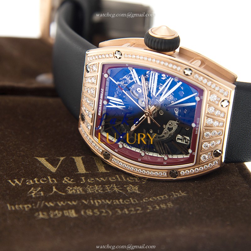 Richard Mille RM023-RG-MED-BK STRAP Automatic Replica Watch 18kt Rose Gold Diamonds Silver Dial - Image 5
