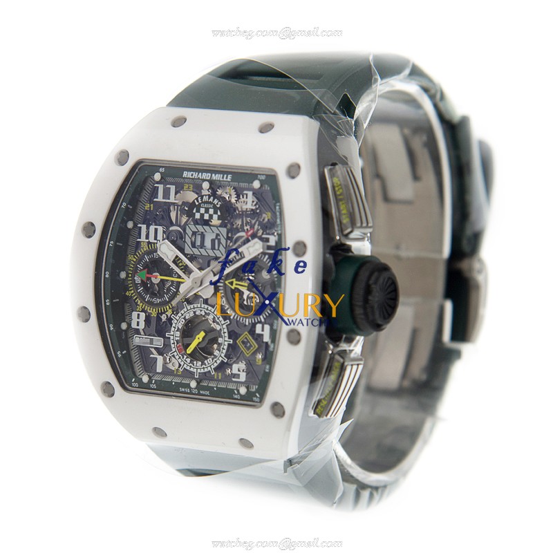 Richard Mille RM11-02 LEMANS Automatic Ceramic Gray Dial Green Rubber Strap Replica Watch - Image 3