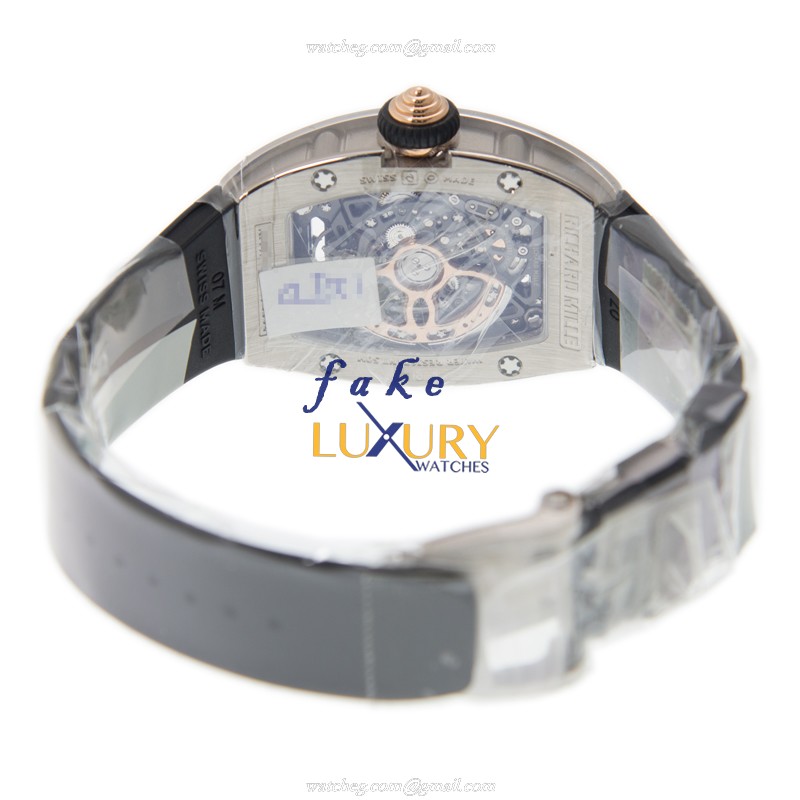Richard Mille RM07-010-MED SET Automatic 18kt White Gold Diamond Black Dial Rubber Strap Replica - Image 4