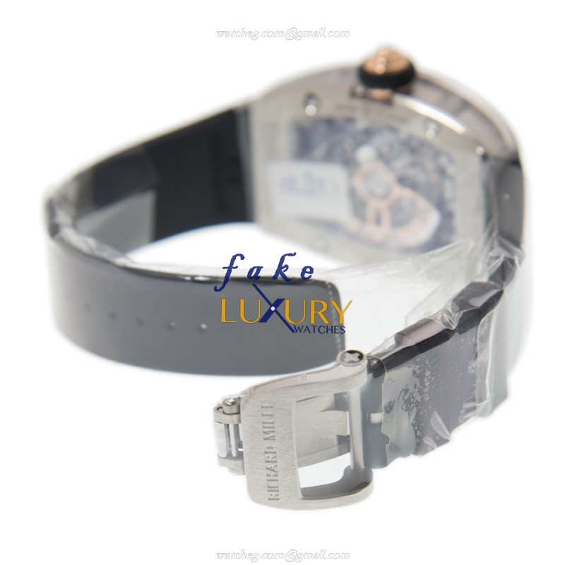 Richard Mille RM07-010-MED SET Automatic 18kt White Gold Diamond Black Dial Rubber Strap Replica - Image 5