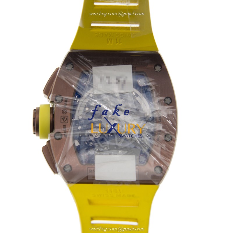 Richard Mille RM011-ALTI Replica Watch, Automatic, Gray Dial, Titanium Case, Yellow Rubber Strap - Image 3