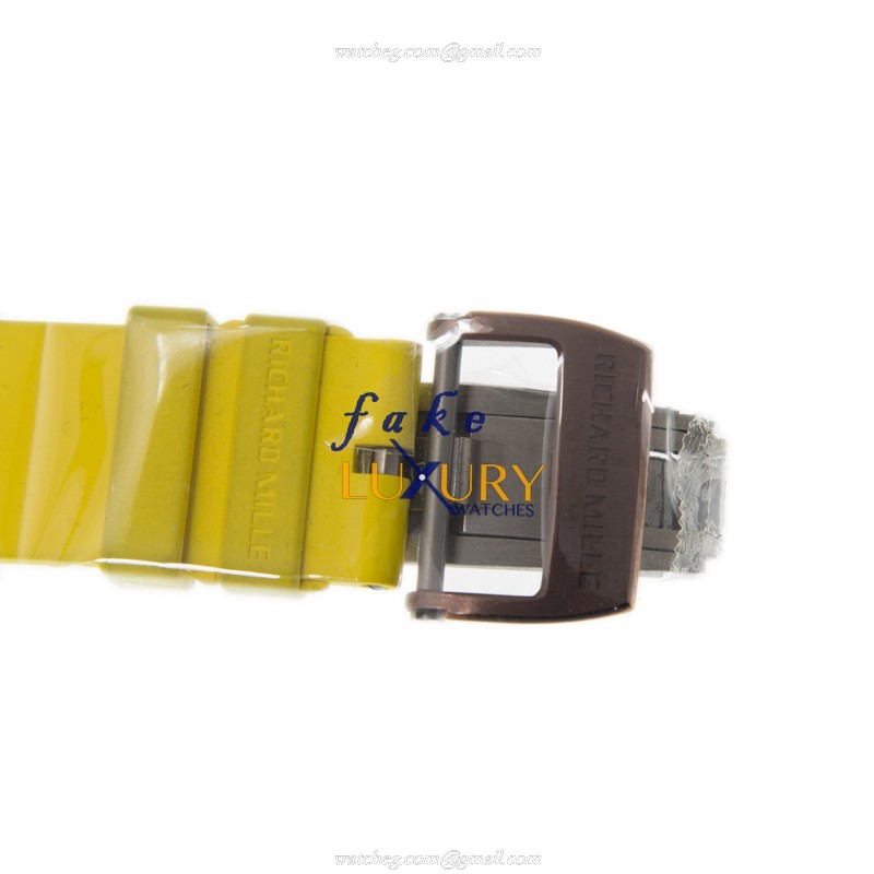Richard Mille RM011-ALTI Replica Watch, Automatic, Gray Dial, Titanium Case, Yellow Rubber Strap - Image 4