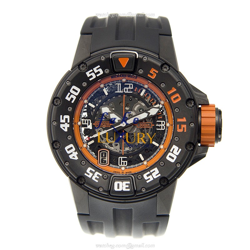 Richard Mille RM028-AJTI Replica Watch Automatic Titanium Case Transparent Skull Dial Black Rubber - Image 2