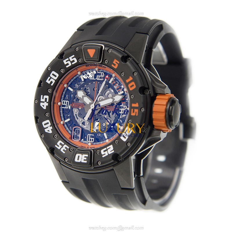 Richard Mille RM028-AJTI Replica Watch Automatic Titanium Case Transparent Skull Dial Black Rubber - Image 3