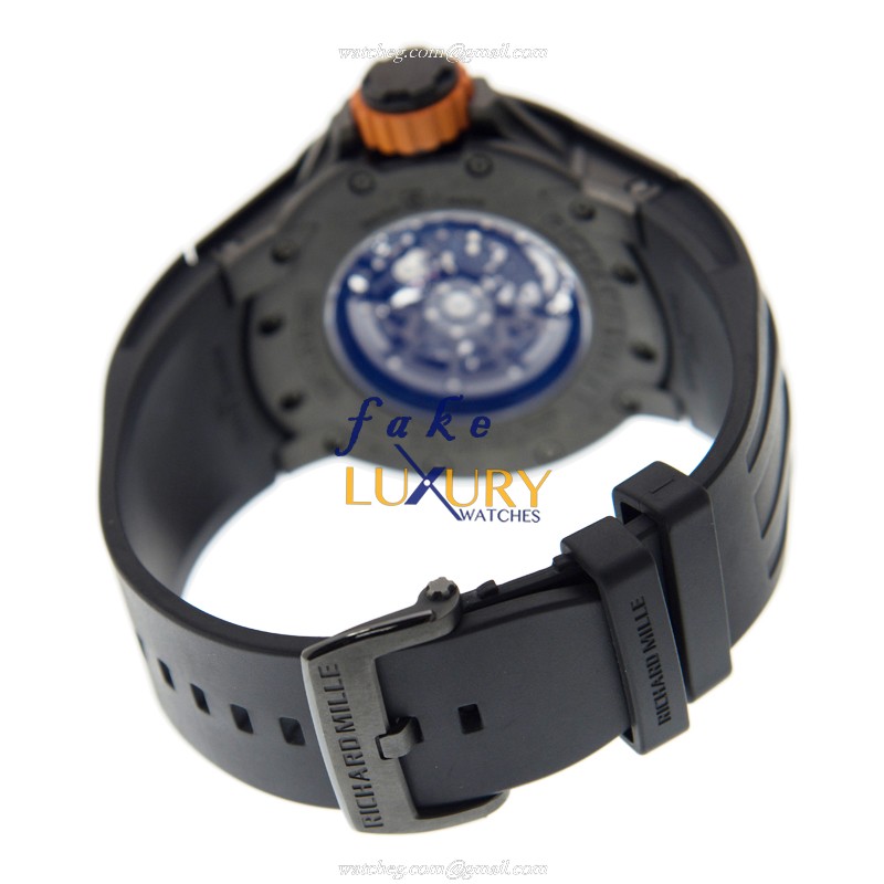 Richard Mille RM028-AJTI Replica Watch Automatic Titanium Case Transparent Skull Dial Black Rubber - Image 5