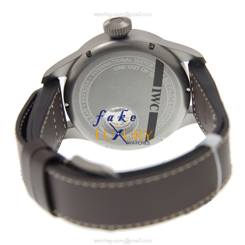 IWC IW510301 Replica Watch Manual Wind Titanium Case Black Dial Brown Cowhide Strap - Image 3
