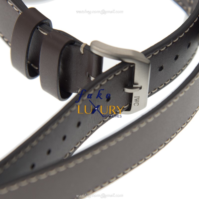 IWC IW510301 Replica Watch Manual Wind Titanium Case Black Dial Brown Cowhide Strap - Image 4