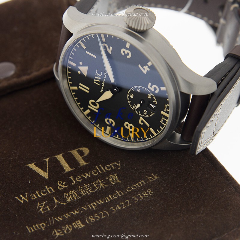IWC IW510301 Replica Watch Manual Wind Titanium Case Black Dial Brown Cowhide Strap - Image 5
