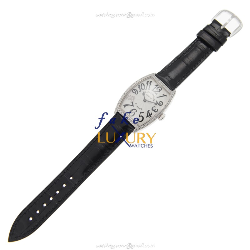 Franck Muller 2852 QZ D 1R CD8 AC Cintree Curvex Replica Watch Quartz Silver Dial Alligator Strap - Image 2