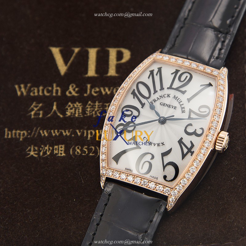 Franck Muller 5851 M SC D 1R 5N Cintree Curvex Replica Watch Automatic Rose Gold Diamonds Silver - Image 5