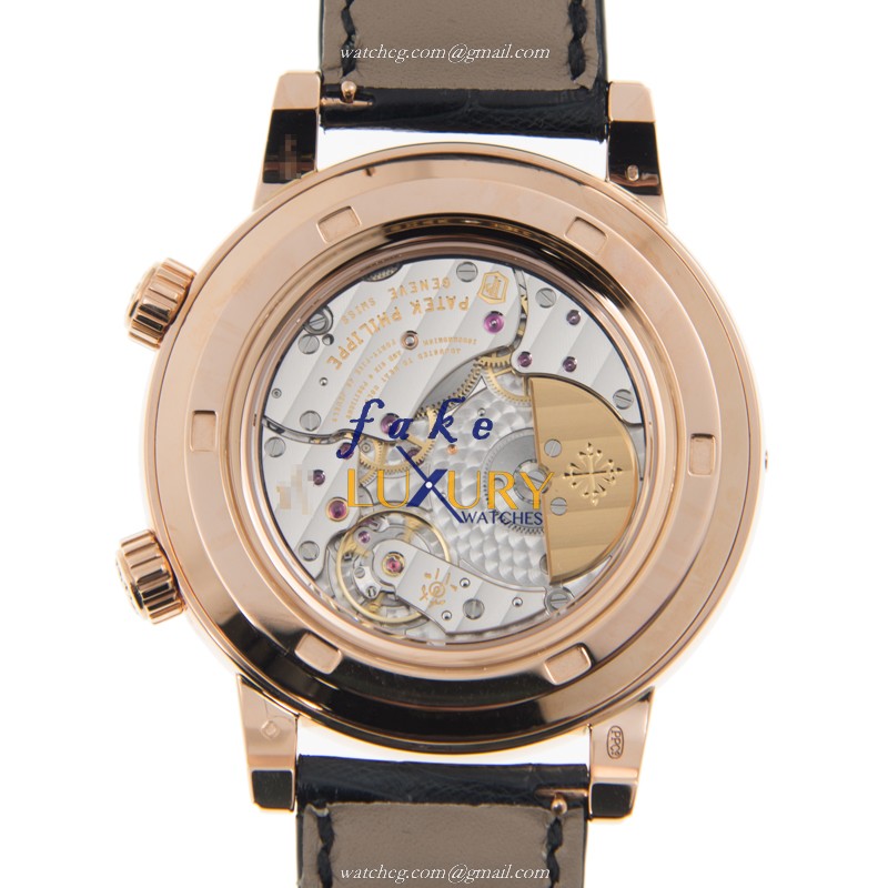 Patek Philippe 6104R-001 Grand Complications Replica Watch, Rose Gold Case with Diamonds, Black Dial - Image 3