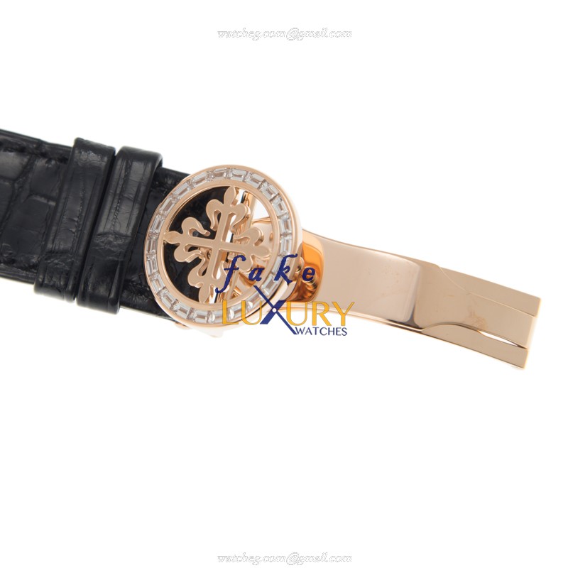 Patek Philippe 6104R-001 Grand Complications Replica Watch, Rose Gold Case with Diamonds, Black Dial - Image 4