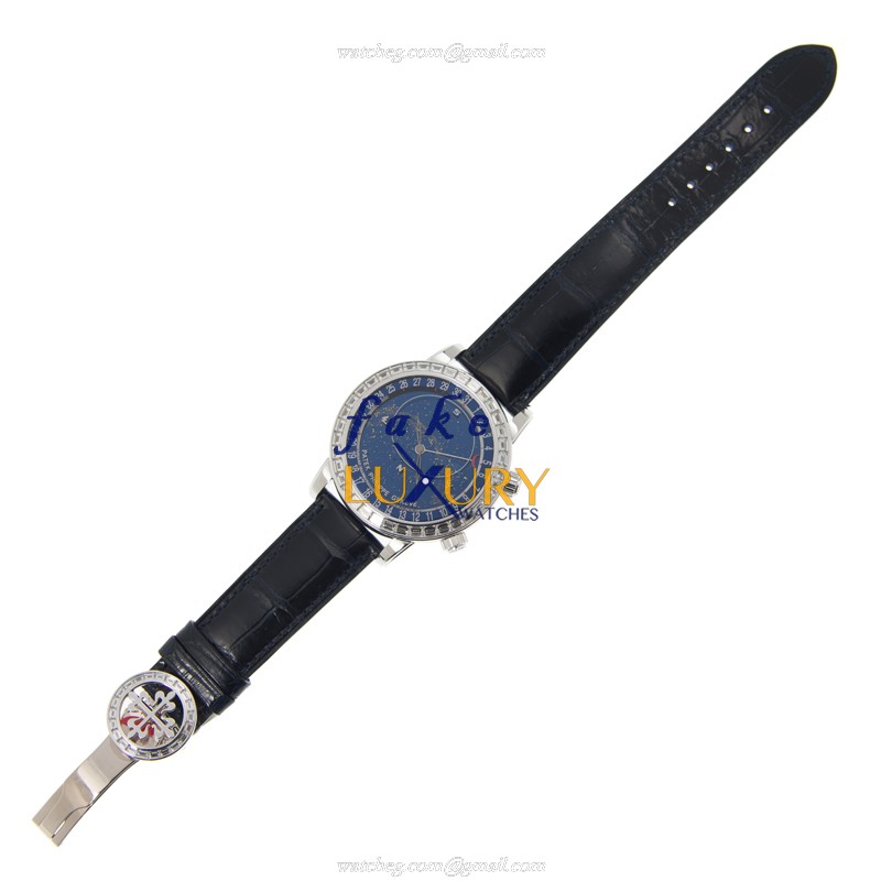Patek Philippe 6104G-001 Grand Complications Replica Watch, Blue Dial, White Gold & Diamond Case - Image 2