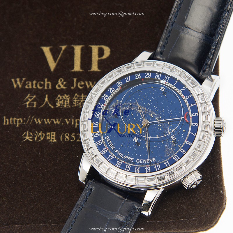 Patek Philippe 6104G-001 Grand Complications Replica Watch, Blue Dial, White Gold & Diamond Case - Image 5