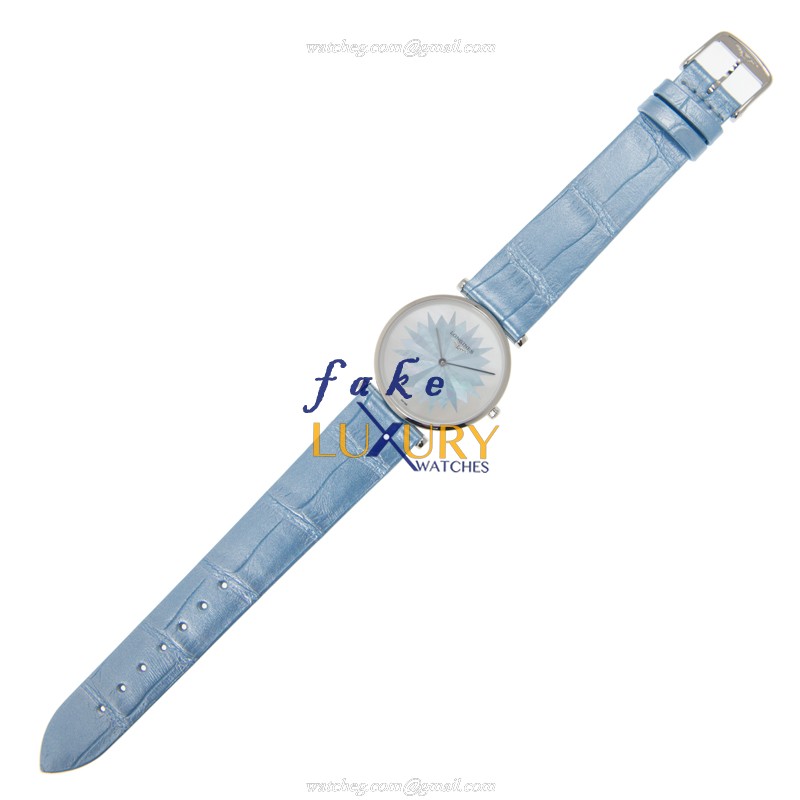 Longines La Grande L4.512.4.03.2 Quartz White Mother of Pearl Dial Light Blue Strap Replica Watch - Image 2