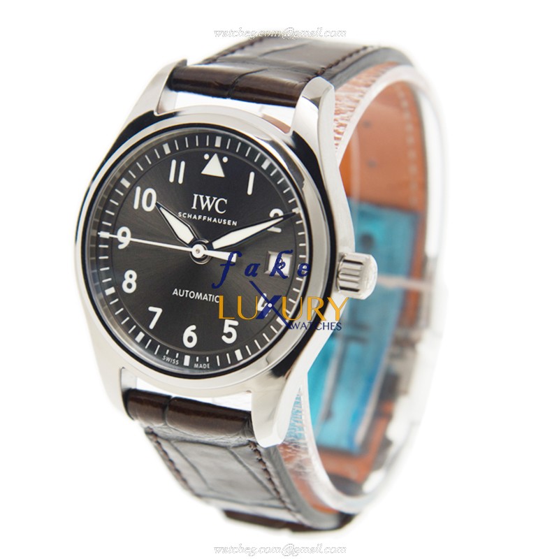 IWC IW324001 PILOTS Automatic Stainless Steel Gray Dial Brown Alligator Replica Watch - Image 3