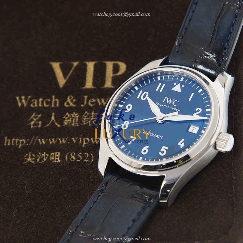 IWC IW324008 PILOTS Automatic - Replica Watch - Blue Dial - Blue Alligator Strap - Steel Case - Image 5
