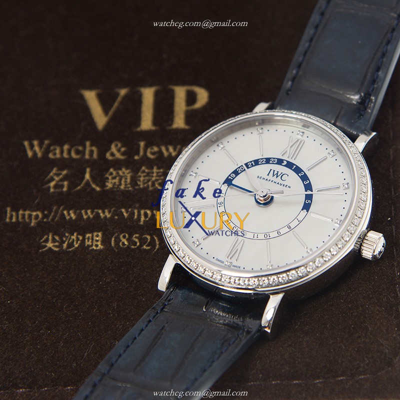IWC IW459101 Portofino - Replica Watch - Automatic - White Dial - Blue Alligator Strap - Image 4