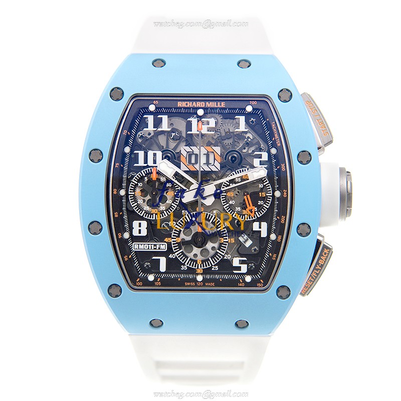 Richard Mille RM011-TI-ATZ-B Replica Watch, Silver Dial, Ceramic Case, White Rubber Strap, Automatic - Image 2